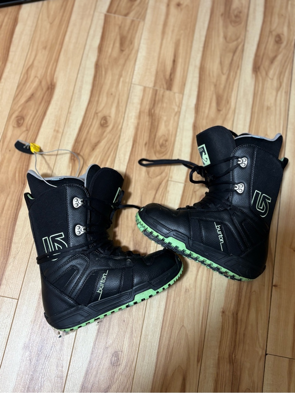 Burton Black Snowboard Boots with Green Soles
